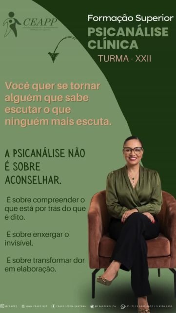 🌟 TURMA XXII – PSICANÁLISE CLÍNICA CEAPP 🌟
O curso que você esperava finalmente chegou… e essa é a sua ÚLTIMA CHAMADA! 🚨

Se você sente que nasceu para escutar, compreender e transformar vidas através da clínica, o seu próximo passo começa agora. 🧠✨

Não é apenas um curso.
É uma formação profunda.
É construção de identidade profissional.
É teoria sólida com prática real.
É preparo para o mercado com ética e excelência.

🎓 Formação completa em 24 meses
👩‍🏫 Corpo docente especializado
🧠 Supervisão de prática clínica
💻 Aulas online ao vivo
💰 Estágio remunerado
🌳 Localização privilegiada no Caminho das Árvores
🔄 Eventos híbridos exclusivos

📅 Início das aulas: 09 de março de 2026 (segunda-feira)
⏰ 18h30 (horário de Brasília)
💻 Ao vivo pelo Zoom

Essa aula curricular marca o início de uma jornada que transforma:

✔ Sua escuta clínica
✔ Seu raciocínio terapêutico
✔ Sua postura profissional
✔ Sua inserção no mercado

🔥 Últimos dias para matrícula!
🔥 Condições especiais para quem garantir agora!

O link da aula será enviado exclusivamente aos inscritos.

📲 Inscreva-se:
https://forms.gle/Pc6krZLBtuSJBqGB9

📞 WhatsApp Direção CEAPP:
https://wa.me/557181389599

👥 Grupo VIP:
https://chat.whatsapp.com/C2rqs2koWNeDV2H9sRIMOp

💬 Quer fazer parte da Turma XXII?
Comente: EU VOU 👇

#PsicanáliseClínica #Turma22 #CEAPP #FormaçãoEmPsicanálise #Psicanálise2026 CarreiraClínica Psicologia SaúdeMental FormaçãoProfissional MercadoClínico VemProCEAPP