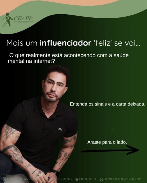 🖤 A Dor por Trás das Telas: Entendendo o Sofrimento Invisível
A partida precoce de alguém que trazia alegria para tantos nos deixa um vazio e um alerta urgente. Quando analisamos o comportamento e as falas de quem está em sofrimento profundo, alguns pontos cruciais se destacam:

O Cansaço Emocional Extremo: A pessoa relata uma "dor incalculável" e um esgotamento que ultrapassa o físico. Para quem sofre, a morte não é um desejo de "parar de viver", mas sim uma busca desesperada por parar de sentir dor.

A "Máscara" da Felicidade: O fato de ser alguém "feliz nas redes" mostra o fenômeno da depressão sorridente. A energia gasta para manter a aparência de leveza consome as últimas reservas emocionais do indivíduo.

O Impacto de Rupturas Amorosas: Para alguém já vulnerável, o término de um relacionamento pode ser sentido como a perda do último pilar de sustentação, gerando um sentimento de desamparo absoluto.

Sentimentos de Culpa e Despedida: O tom de "perdão" e o cuidado em dizer que está "em paz" são tentativas comuns de aliviar o peso que a pessoa sente que deixará para os familiares. É um sinal de que o indivíduo já não consegue mais vislumbrar um futuro.

Idealização do Alívio: A pessoa passa a ver o fim como uma "mudança de plano" ou um lugar de acolhimento, o que indica que o sofrimento presente tornou-se insuportável para os seus recursos de enfrentamento atuais.

Um apelo à empatia e ao cuidado 🕯️
Neste momento de dor, nossa solidariedade total vai para os familiares, para o Arthur e para todos os amigos. Que o julgamento seja substituído pelo respeito. A depressão é uma doença silenciosa e devastadora; ela não é falta de fé, nem falta de força.

Precisamos falar sobre saúde mental sem tabus. Precisamos olhar além do "feed" e acolher quem está ao nosso lado. Se você sente que a carga está pesada demais, não tente carregar sozinho.

Descanse em paz. Que sua luz, que um dia brilhou aqui, encontre o seu lugar de calma. 🙏✨

#SaúdeMental #DepressãoNãoÉFrescura #SetembroAmareloO AnoTodo #Luto #Empatia PrevençãoAoSuicídio Acolhimento