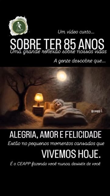 ​🕒 E se você pudesse voltar no tempo hoje?
​Imagine viver 85 anos, sentir o peso do tempo e, de repente, acordar com 36 novamente. ✨ Esse "milagre" aconteceu com ela, mas a maior revelação não foi a juventude recuperada, e sim a clareza do que realmente importa.
​Aos 85, ela sentia falta do que hoje muitos de nós ignoramos por estarmos "ocupados demais". Ao voltar aos 36, o maior presente não foi a pele jovem, mas poder sentir o toque de uma mão pequena, o cheiro de um filho no colo e o calor de um abraço verdadeiro. 🫂❤️
​Aprendemos da forma mais dura que:
​O amor mora nos detalhes, não nos grandes eventos. ☕
​A felicidade está na simplicidade do cotidiano. 🏠
​Se não pararmos para valorizar o agora, a vida passa como um sopro e sobra apenas o vazio.
​Não espere chegar aos 85 para desejar ter vivido mais os seus 30, 40 ou 50. A alegria está nas pequenas coisas. Aprenda a olhar para quem você ama hoje com os olhos de quem recebeu uma segunda chance. 🌟
​É o CEAPP fazendo você nunca desistir de você.

​#reflexão #motivação #familia #vivaagora #gratidão historiasreais amorproprio seap valorizeavida autoajuda desenvolvimentopessoal abraço pequenosmomentos