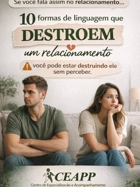 Relacionamentos não se desgastam do nada…
Eles vão sendo afetados pelas palavras, pelo tom e até pelo silêncio. 💭

⚠️ Comunicação ruim não afasta só no momento da briga…
Ela vai criando distância todos os dias.

Agora me conta com sinceridade:
👉 Qual dessas linguagens você mais vê no seu relacionamento?

💚 E se precisar de apoio, você não precisa passar por isso sozinho.
No CEAPP, a gente caminha com você.

#Relacionamento #TerapiaDeCasal #Comunicação #Psicologia #SaúdeEmocional Casal Autoconhecimento CEAPP